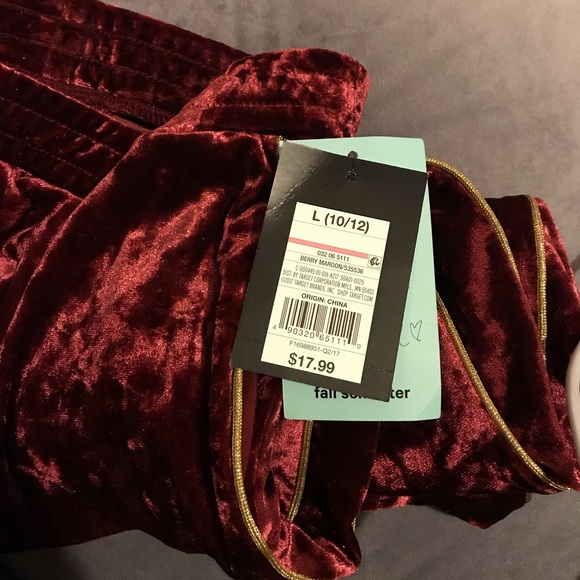 Berry Maroon Velvet Track Pants - Picture 2 of 2